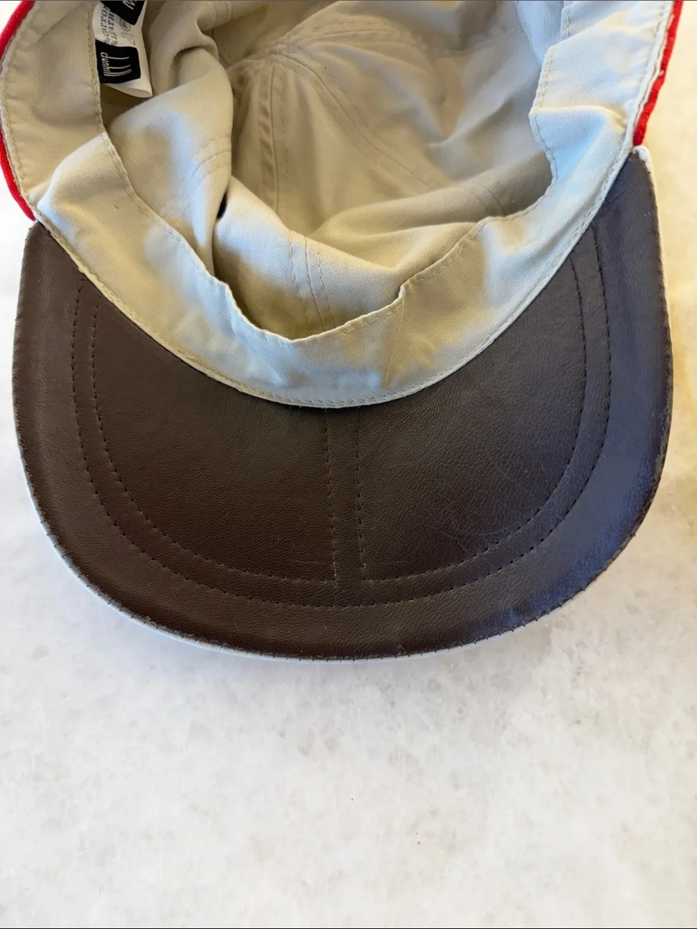 dunhill Cream Baseball Cap with Red Logo